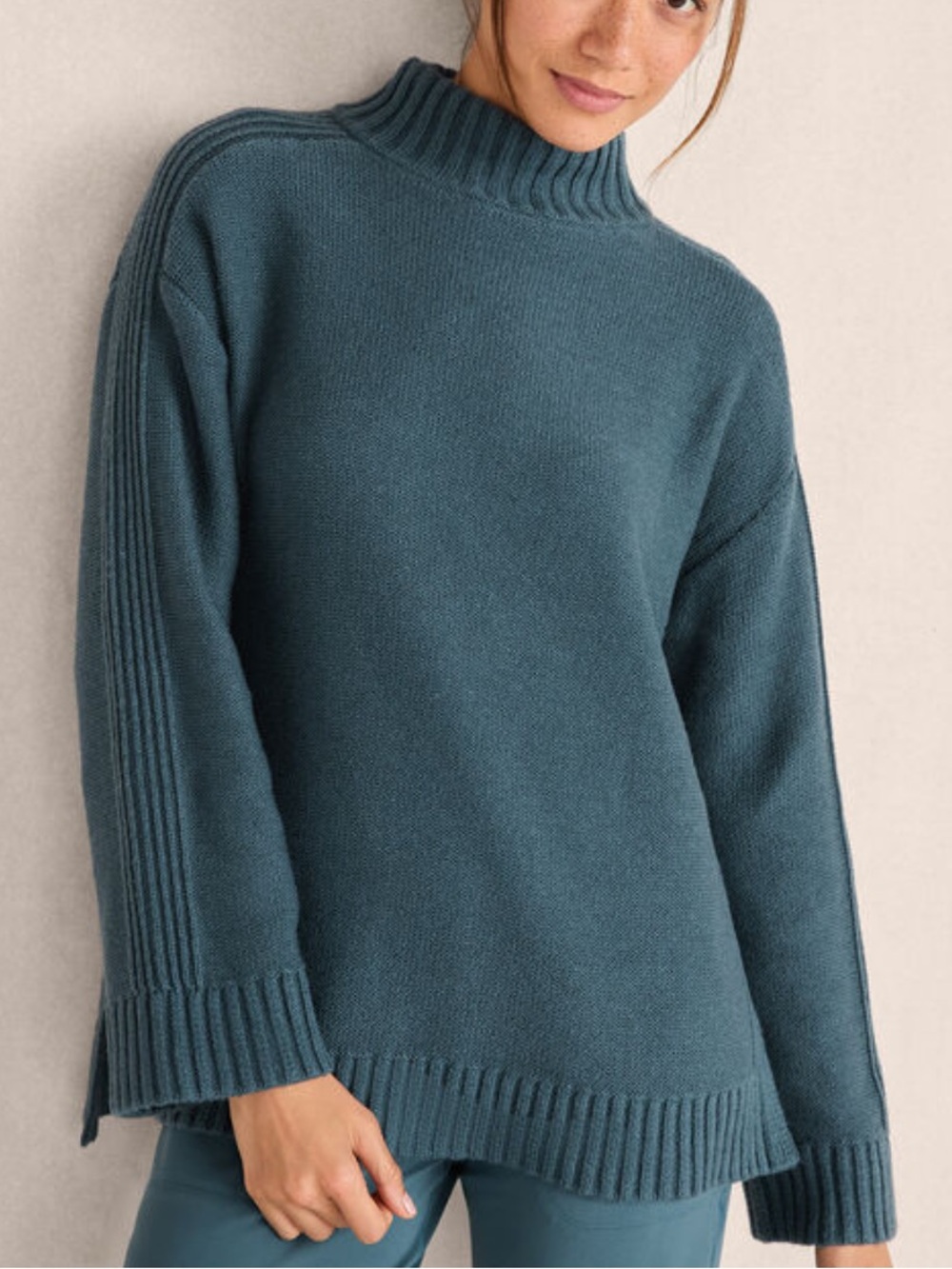 Cozy Ribbed Turtleneck Sweater in Slate Blue